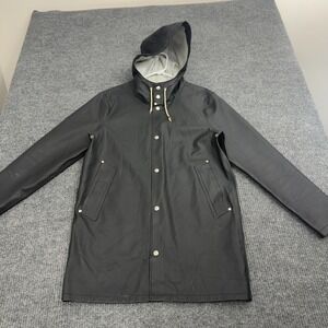 Stutterheim Raincoat Unisex XS Black PVC Rubberized Stockholm Rain Jacket Style